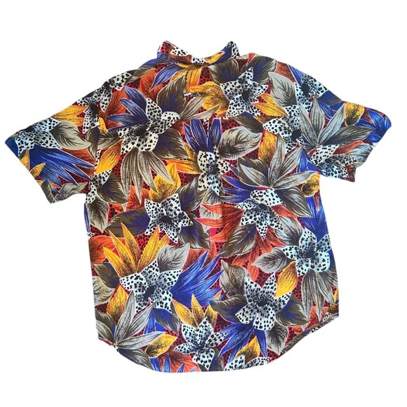 Vintage SK Wear Floral Vibrant Novelty Print 100% Rayon Blouse 10 - Picture 5 of 5